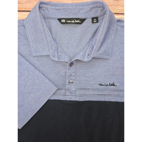 Travis Mathew Mens Polo Medium Purple Colorblock Pima Cotton Blend - Picture 4 of 9